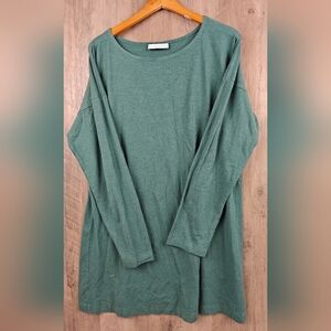 Bryn Walker Green Bamboo Cotton Blend Shirt Women's LG